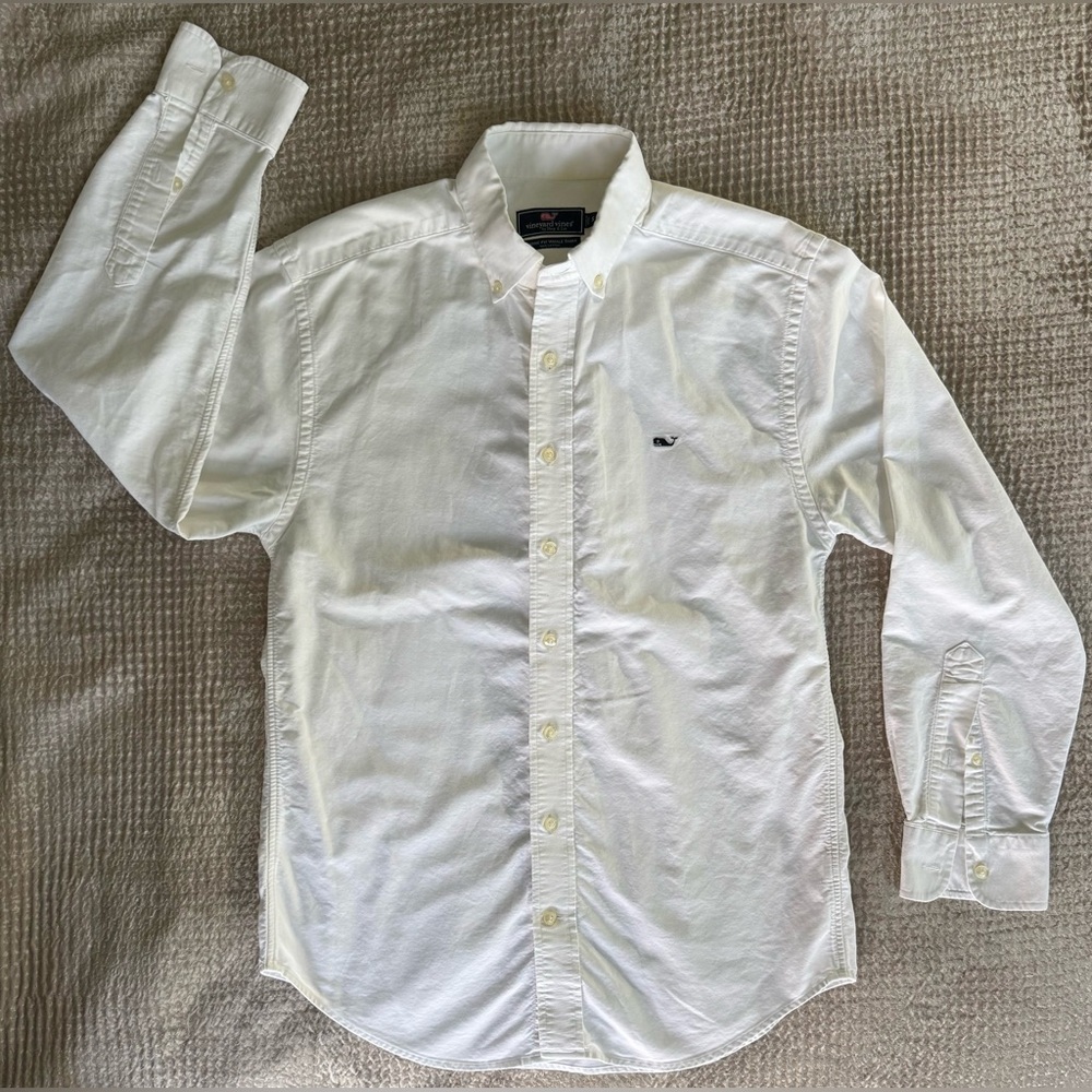 🐳 Vineyard Vines Classic Fit Whale Shirt White Button Down Small - Picture 4 of 13